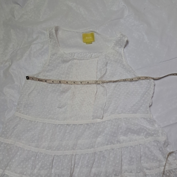 ANTHROPOLOGIE MAEVE RUFFLED‎ CLIPDOT TANK WHITE DOTTED - Picture 7 of 9